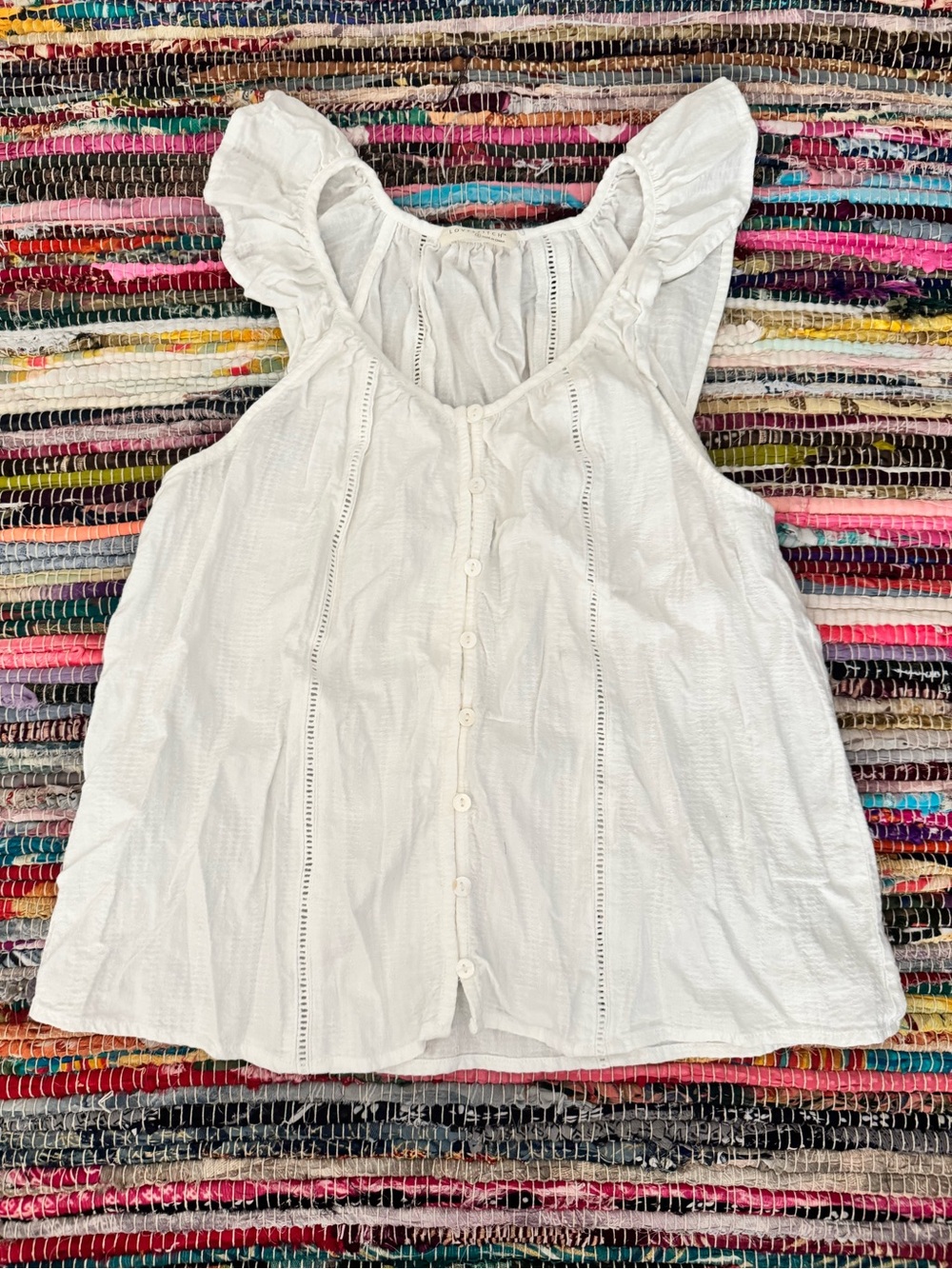 Flowy Cottagecore LoveStitch White Top